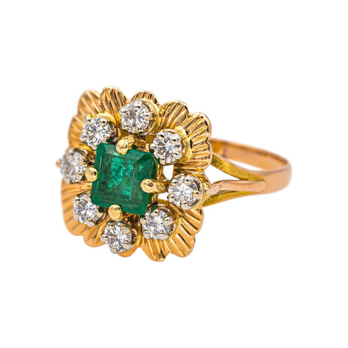 Bague 49 Bague Or jaune Emeraude, Diamant 58 Facettes 4937790RV