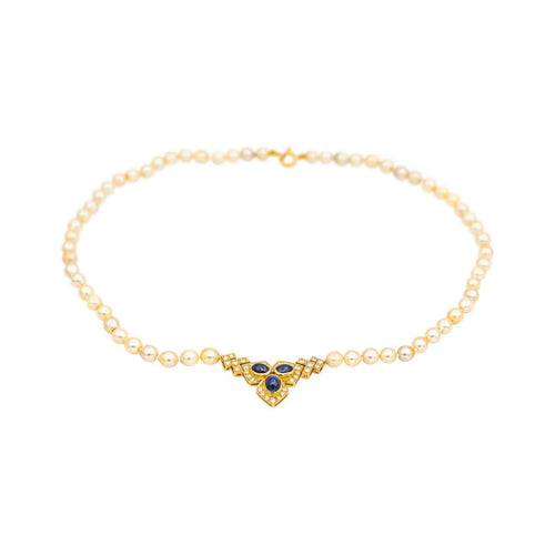Collier Collier Or jaune Saphir, Diamant, Perle 58 Facettes 4932001CN