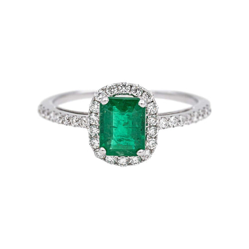 Bague 58 Bague Or blanc Emeraude, Diamant 58 Facettes 4951642CN
