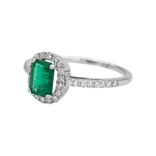 Bague 58 Bague Or blanc Emeraude, Diamant 58 Facettes 4951642CN