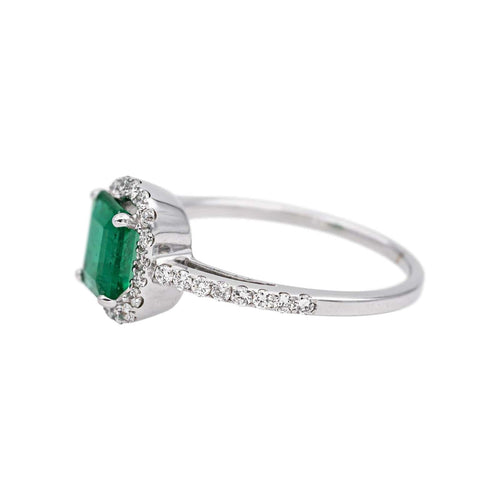 Bague 58 Bague Or blanc Emeraude, Diamant 58 Facettes 4951642CN