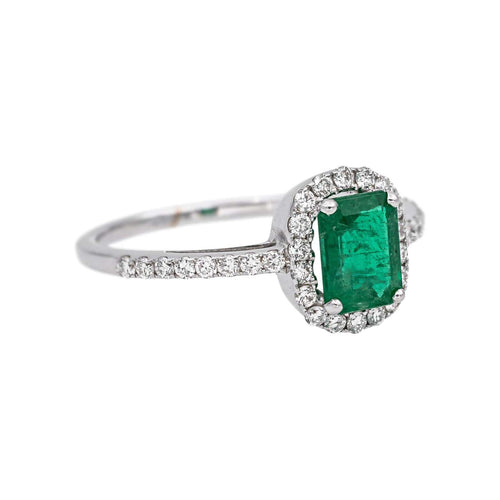 Bague 58 Bague Or blanc Emeraude, Diamant 58 Facettes 4951642CN