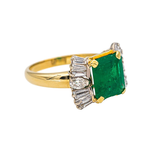 Bague 57 Bague Or jaune Emeraude, Diamant 58 Facettes 4960095CN