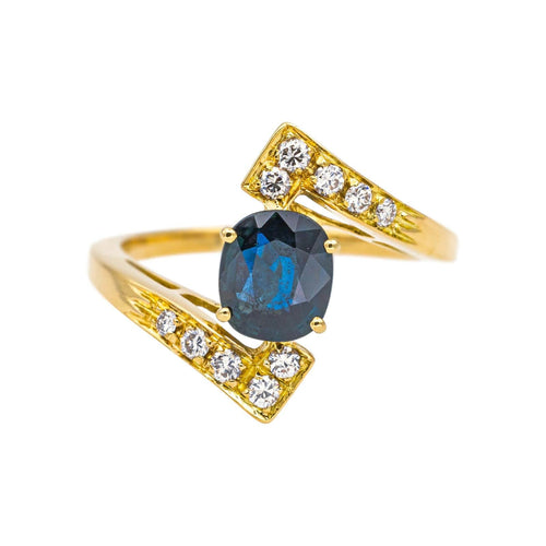 Bague 55 Bague Or jaune Saphir, Diamant 58 Facettes 4960096CN