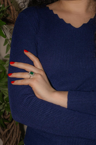 Bague 56 Bague Or blanc Emeraude, Diamant 58 Facettes 4980171RV