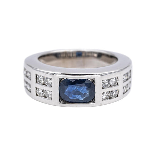 Bague 54 Bague Or blanc Saphir, Diamant 58 Facettes 5106091CN