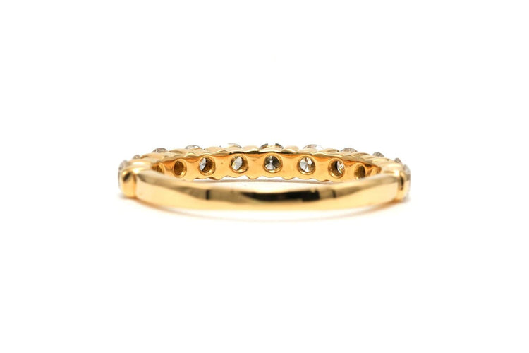 Bague 54 Alliance demi-américaine contemporaine en or jaune 18 carats et diamants taille brillant 58 Facettes 22695