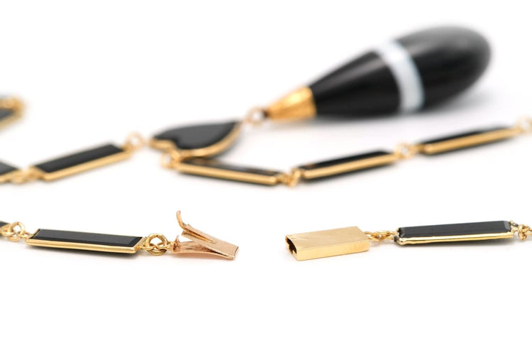 Collier Collier Napoléon III en or jaune 18 carats, onyx et agates 58 Facettes B606