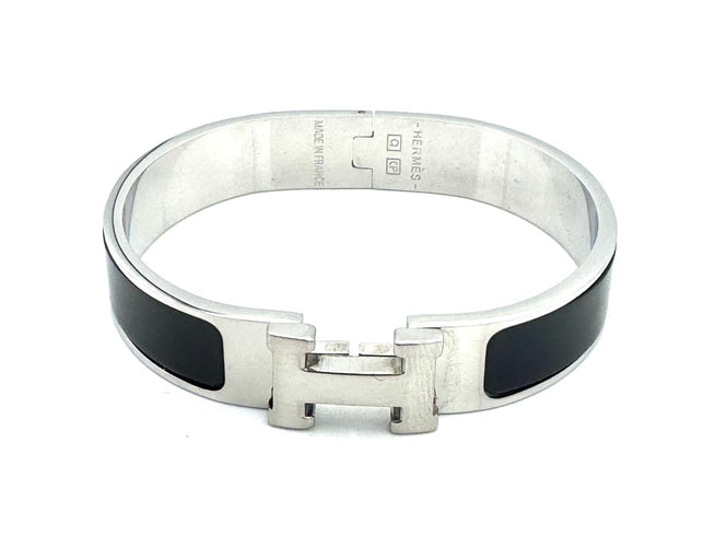 Bracelet Hermès Click H - Bracelet fin en émail argenté 58 Facettes 250145