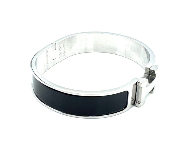 Bracelet Hermès Click H - Bracelet fin en émail argenté 58 Facettes 250145