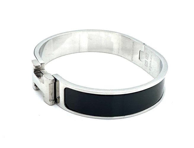 Bracelet Hermès Click H - Bracelet fin en émail argenté 58 Facettes 250145