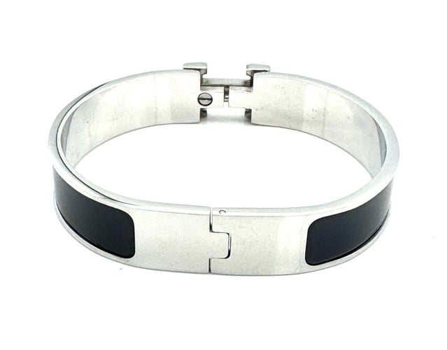 Bracelet Hermès Click H - Bracelet fin en émail argenté 58 Facettes 250145