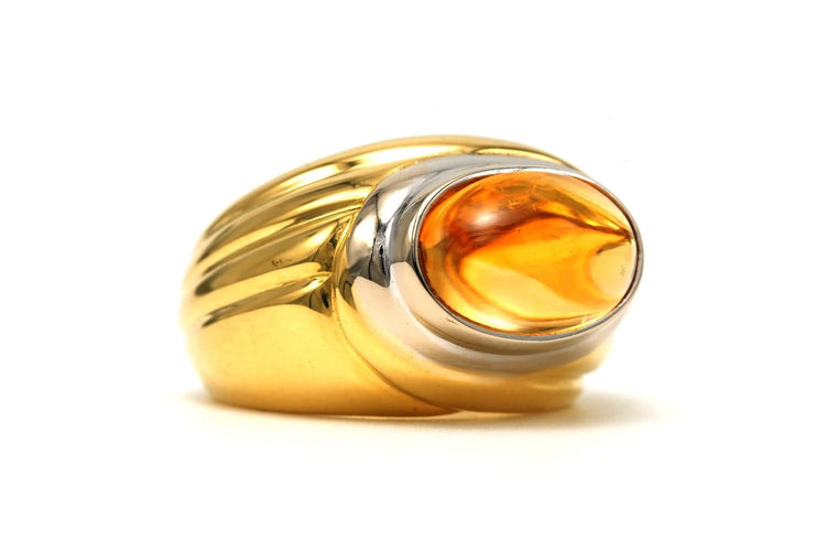 Bague 53 Bague contemporaine sertie d’une citrine en or jaune et blanc 18 carats 58 Facettes 22699
