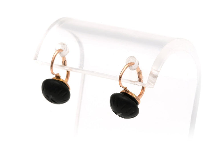 Boucles d'oreilles Boucles d'oreilles Napoléon III en or rose 18 carats serties de jais 58 Facettes B307