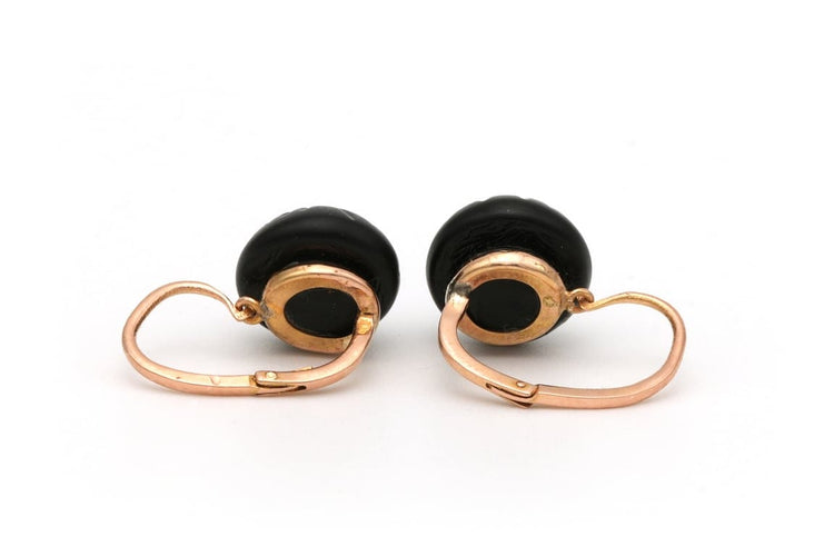 Boucles d'oreilles Boucles d'oreilles Napoléon III en or rose 18 carats serties de jais 58 Facettes B307