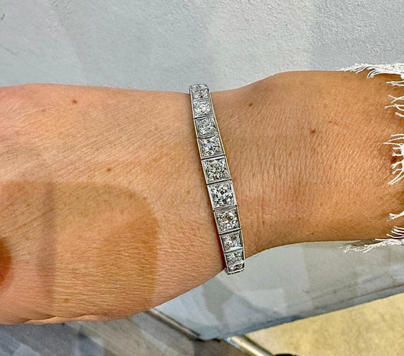 Bracelet Romolo Verga - Bracelet rivière en platine et diamants env. 10 carats 58 Facettes 90852-ac12752