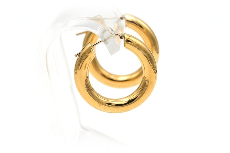 Boucles d'oreilles Boucles d'oreilles créoles contemporaines en or jaune 18 carats 58 Facettes B664