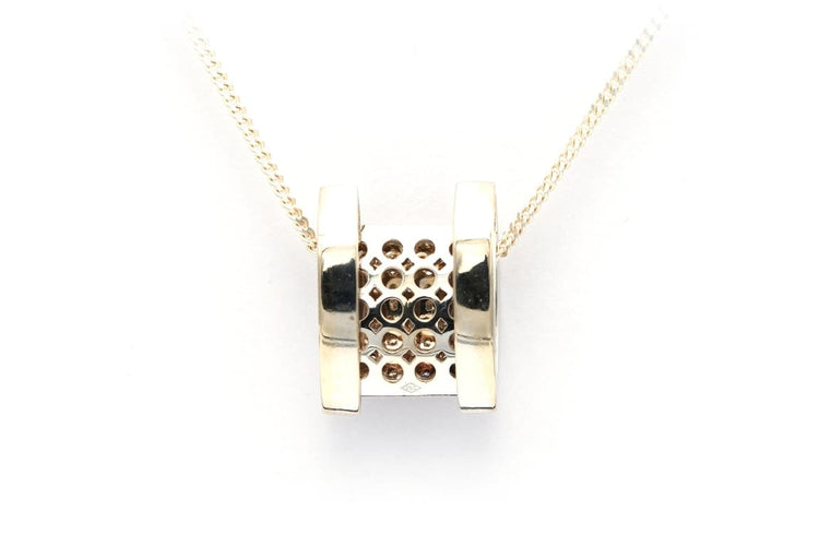 Pendentif Pendentif contemporain en or blanc 18 carats serti de diamants taille brillant (0,465 ct) 58 Facettes 22454