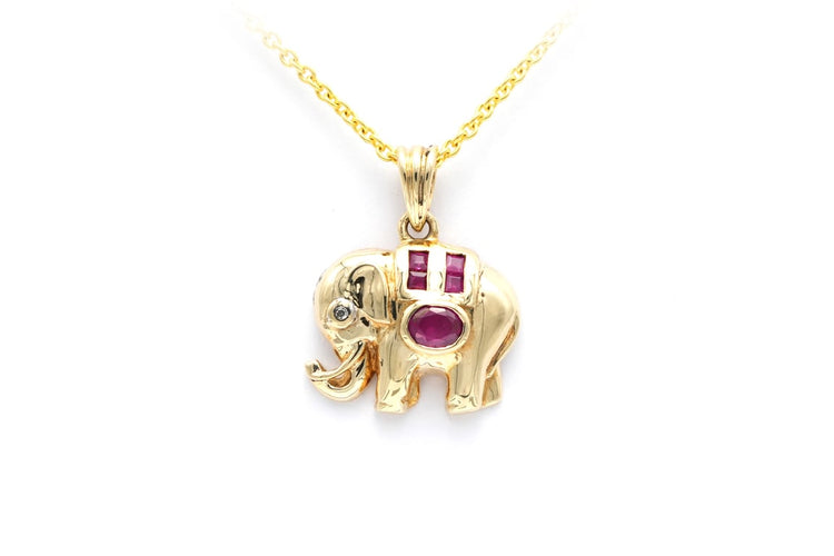 Pendentif Pendentif contemporain en or jaune 18 carats serti de rubis et diamant 58 Facettes 22055