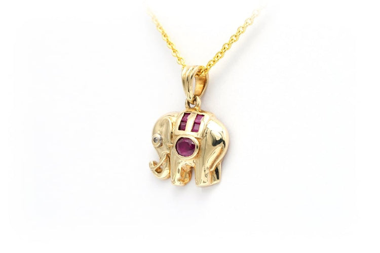 Pendentif Pendentif contemporain en or jaune 18 carats serti de rubis et diamant 58 Facettes 22055