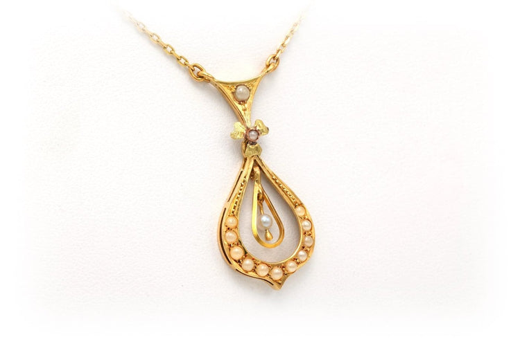 Collier Art nouveau - Collier en or jaune 18 carats et perles 58 Facettes B291
