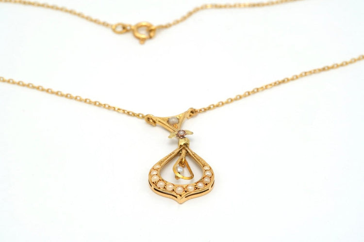 Collier Art nouveau - Collier en or jaune 18 carats et perles 58 Facettes B291