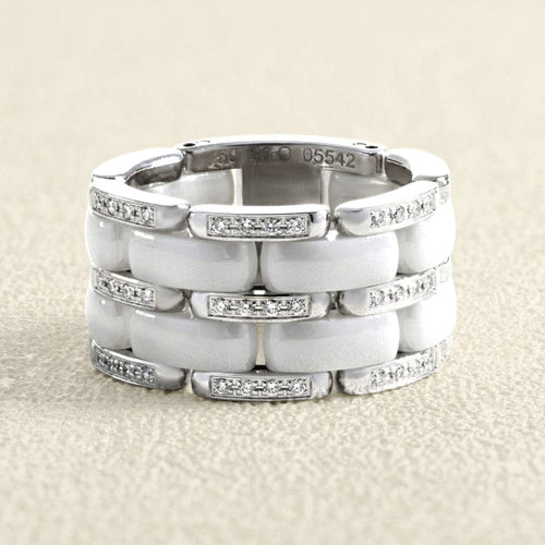 Bague 54 CHANEL Ultra - Bague grand modèle en or blanc, céramique et diamants 58 Facettes OC-61E00516