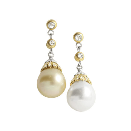 Boucles d'oreilles Buccellati - Boucles d'oreilles en or jaune et blanc, perles et diamants 58 Facettes OC-66300086