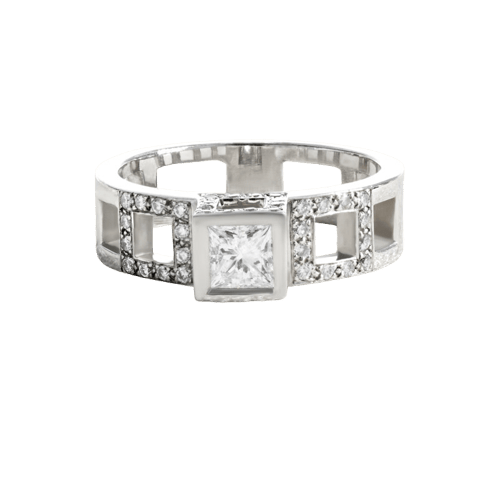 Bague 53 Bague en or blanc 750/1000 et diamants 58 Facettes 61E00051