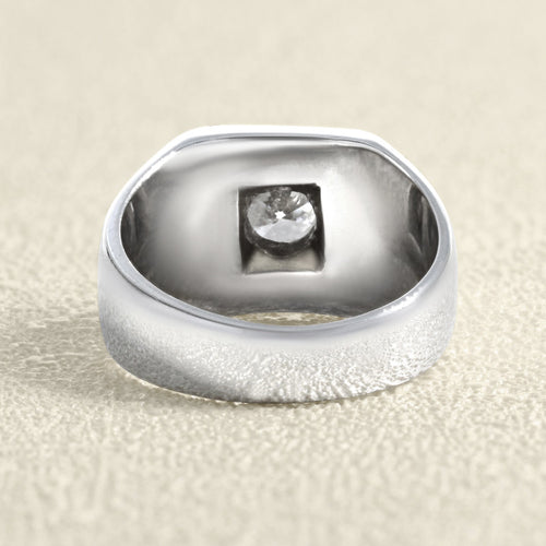 Bague 54 Chevalière jonc en or blanc 18 carats et diamant naturel 58 Facettes 61000370