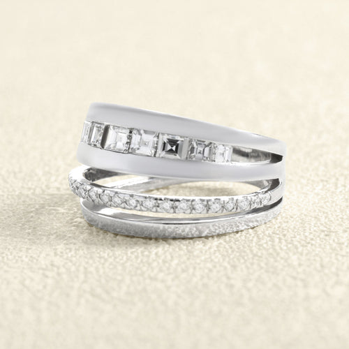 Bague 52 Bague Structure en or blanc et diamants taille baguette 58 Facettes 61E00432