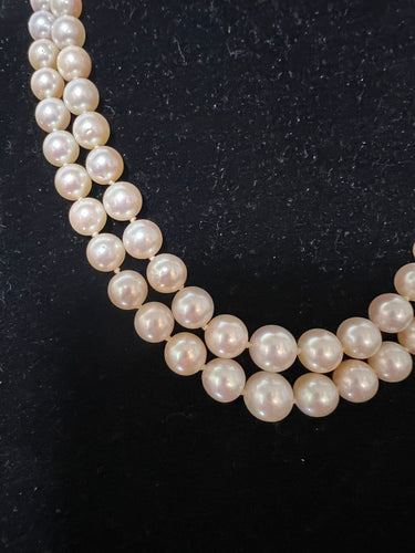 Collier Collier double rang en perles de culture Akoya, fermoir or 18K et platine 58 Facettes 930