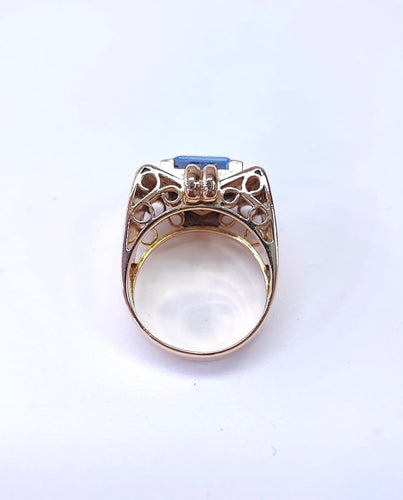 Bague 58 Bague tank en or 18K et aigue-marine 58 Facettes BAG TANK Aigue.M-2071