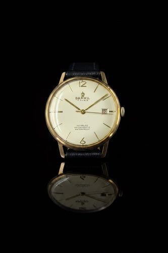 Montre Darwil - Montre-bracelet vintage boîtier doré, cadran blanc 58 Facettes