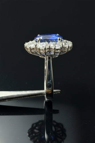 Bague 54 Bague marguerite - Saphir et diamants en taille IT 14 58 Facettes