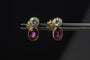 Boucles d'oreilles Boucles d’oreilles - Puces en or jaune 18K, diamants et rubis 58 Facettes