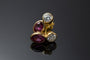 Boucles d'oreilles Boucles d’oreilles - Puces en or jaune 18K, diamants et rubis 58 Facettes