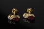 Boucles d'oreilles Boucles d’oreilles - Puces en or jaune 18K, diamants et rubis 58 Facettes