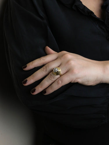 Bague 59 Bague dome or jaune diamants 58 Facettes 1236.5