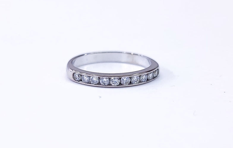 Bague 49.5 Demi-alliance - Bague en or blanc 18K et diamants 58 Facettes All.demi.B.0.20ct-2005