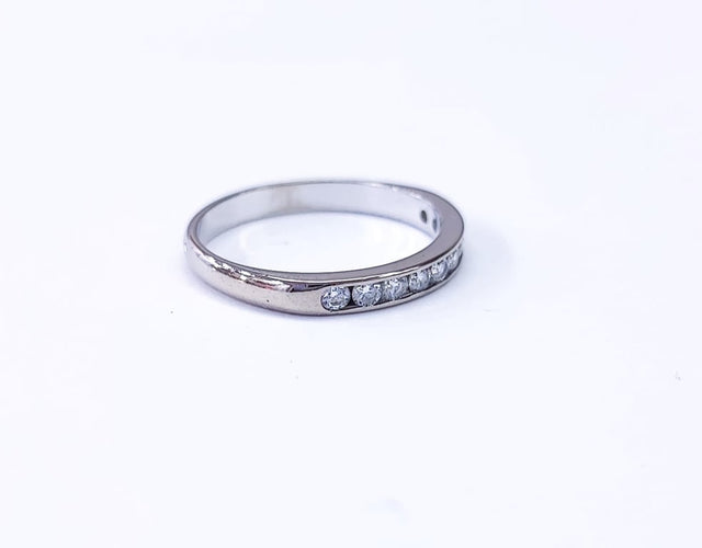 Bague 49.5 Demi-alliance - Bague en or blanc 18K et diamants 58 Facettes All.demi.B.0.20ct-2005