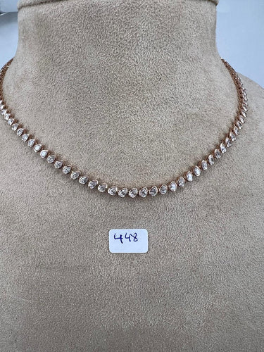 Collier Collier tennis en or rose avec diamants poires sertis clos 58 Facettes NECK-448