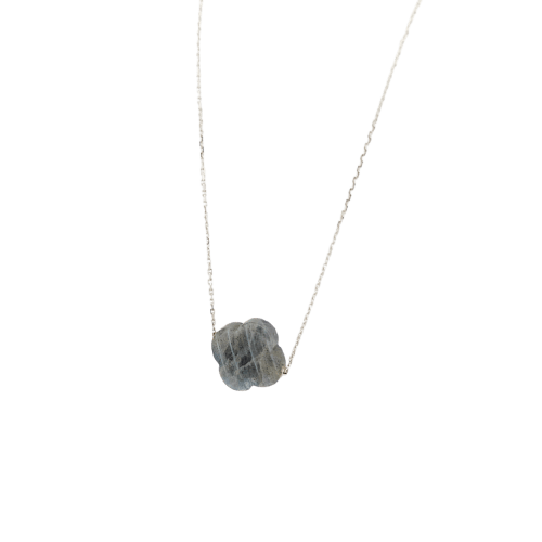 Collier Morganne Bello Friandise - Collier trèfle en or blanc 18 carats et labradorite 58 Facettes 32040