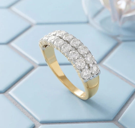 Bague 55 Bague - Alliance en or deux tons 18 carats et diamants 58 Facettes 1770