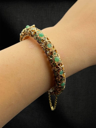 Bracelet Foresta di Smeraldi - Bracelet rigide en or 14 ct et émeraudes 58 Facettes bracciale rigido smeraldi