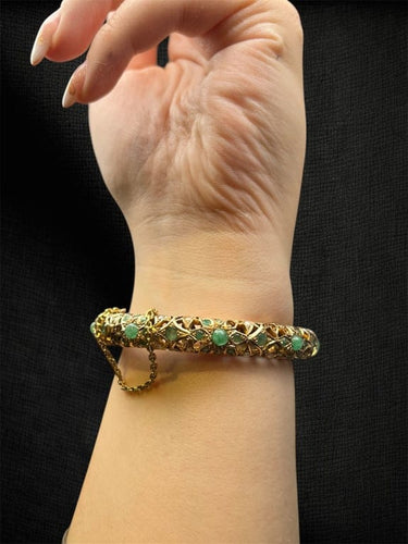 Bracelet Foresta di Smeraldi - Bracelet rigide en or 14 ct et émeraudes 58 Facettes bracciale rigido smeraldi