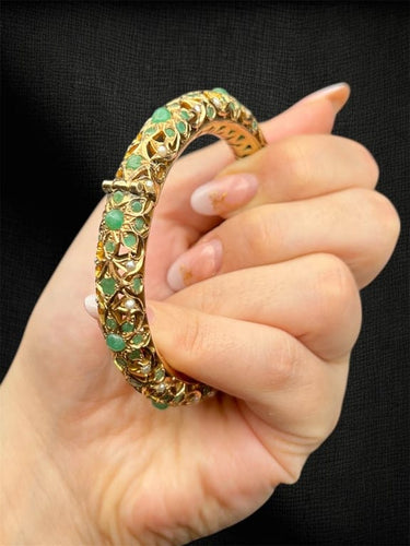 Bracelet Foresta di Smeraldi - Bracelet rigide en or 14 ct et émeraudes 58 Facettes bracciale rigido smeraldi