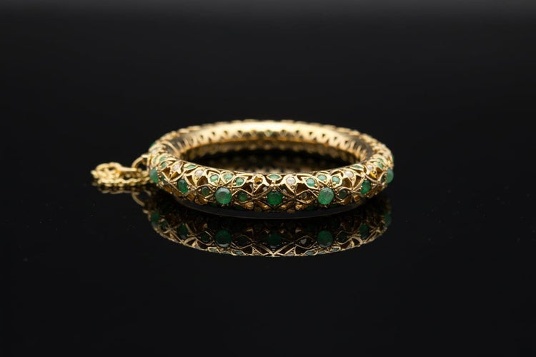 Bracelet Foresta di Smeraldi - Bracelet rigide en or 14 ct et émeraudes 58 Facettes bracciale rigido smeraldi