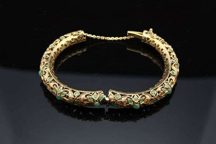 Bracelet Foresta di Smeraldi - Bracelet rigide en or 14 ct et émeraudes 58 Facettes bracciale rigido smeraldi