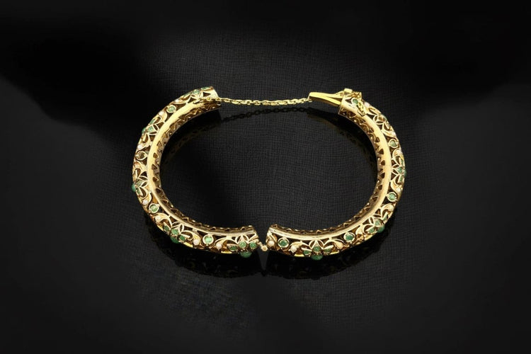 Bracelet Foresta di Smeraldi - Bracelet rigide en or 14 ct et émeraudes 58 Facettes bracciale rigido smeraldi